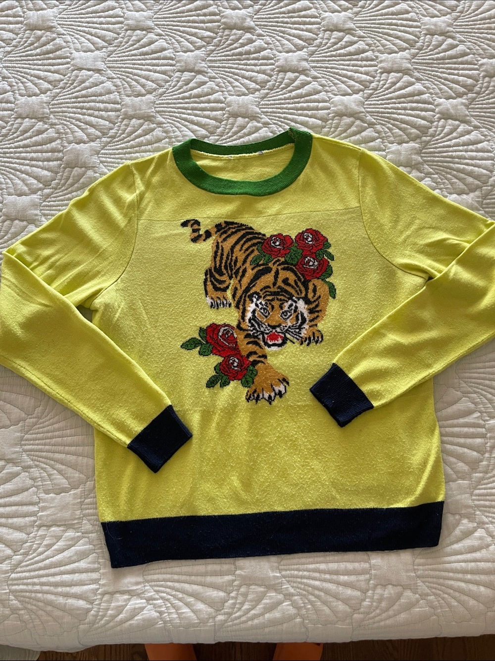 ASOS Crewneck Sweater with Tiger & Rose Motif size M